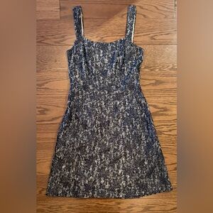Gregory Parkinson Black and Silver Lace Mini Dress